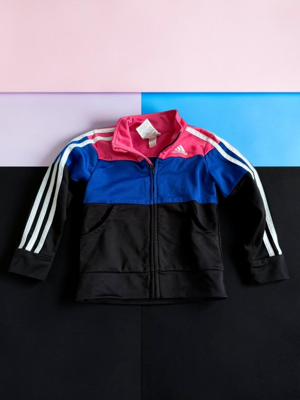 ADIDAS Girls Toddler Three Striped Track Jacket Size 2T